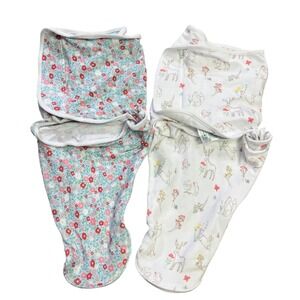 Aden Anais Swaddle Blankets Velcro‎ Set of 2 0-3 Month Baby Deer Floral Cotton